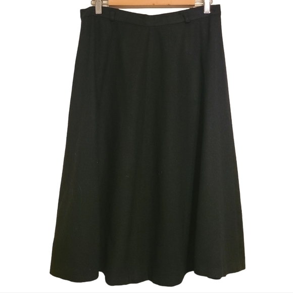 Summit of Boston | Women's Vintage Classic Black A-Line Wool Skirt (Size 18) - Picture 1 of 12